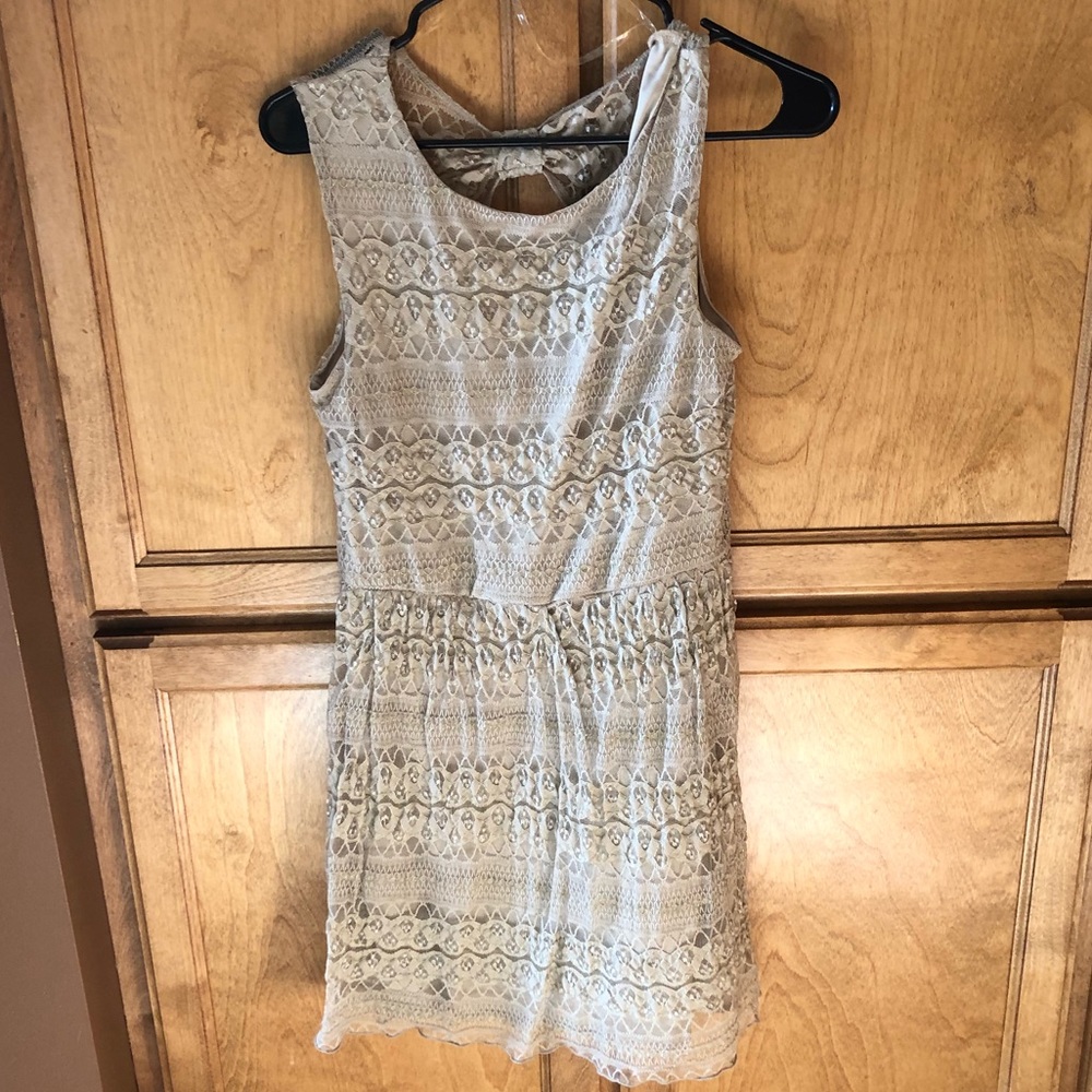 taupe dress with gold detailing!